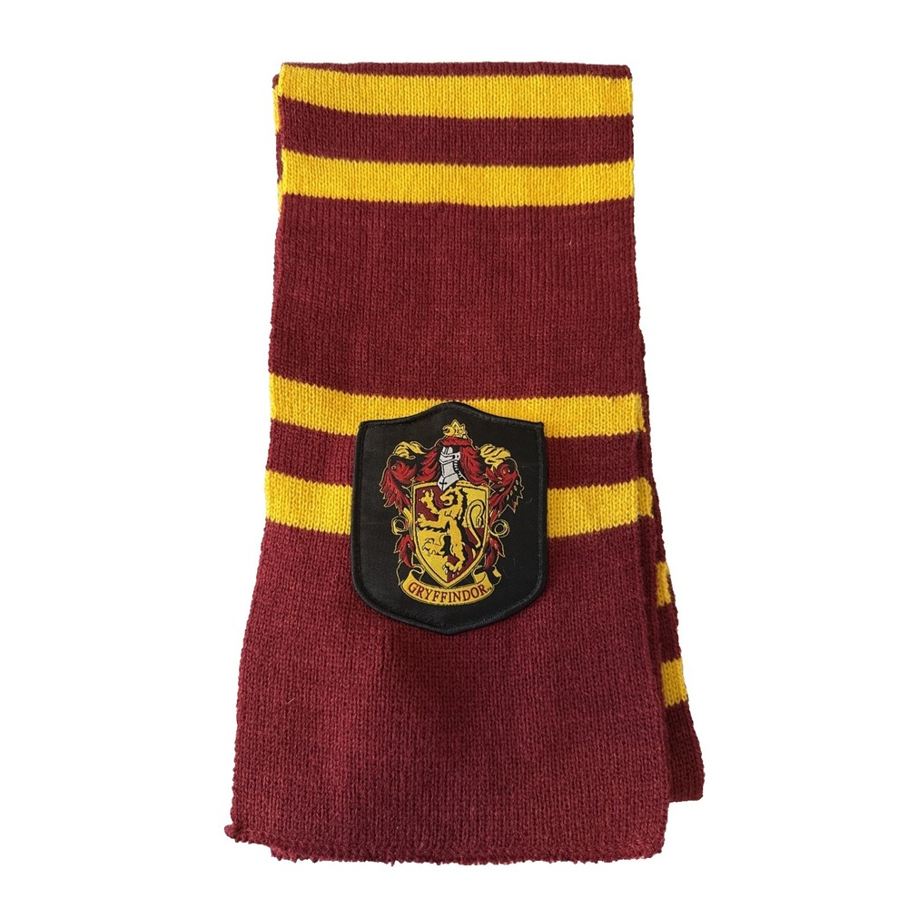 Harry Potter Wizarding World Gryffindor House Scarf Embroidered Crest Striped OS